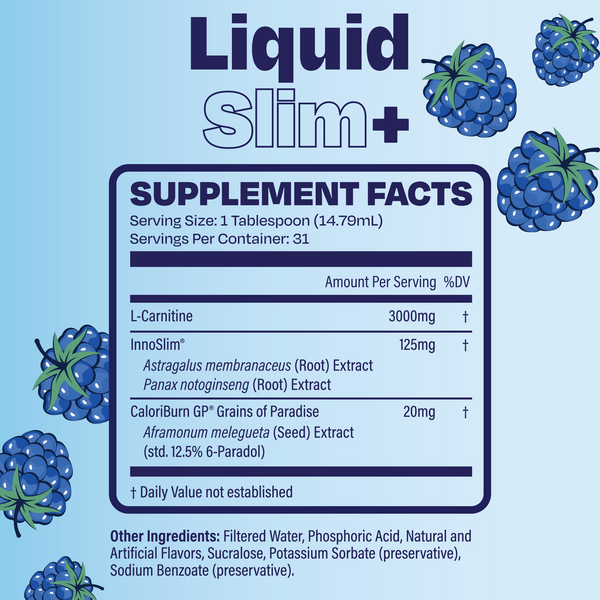 Liquid Slim + | Fat Burner & Energy Booster | Blue Razz